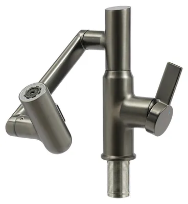 Produktbild von LED Wasserhahn - Küchen und Badarmatur - Temperaturanzeige - Warm- und Kaltwasser - Touch-Steuerung - Schwenkbarer flexibler Auslauf - Messing - Grau