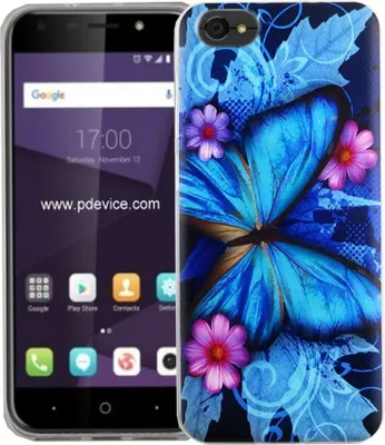 Produktbild von Handy Hülle für ZTE Blade A6 Lite Blauer Schmetterling Smartphone Cover Bumper Schale Etuis