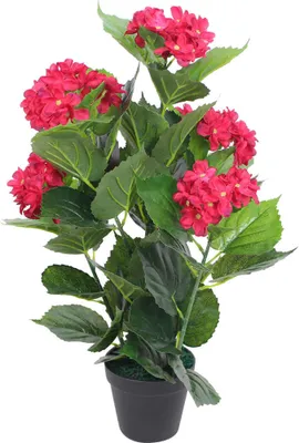 Produktbild von Künstliche Hortensie mit Topf 60 cm Rot