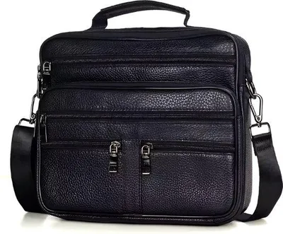 Image de CarryQuest® - Sac bandoulière pour homme en cuir de vachette, couleur noire
