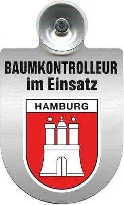 Produktbild von Einsatzschild mit Saugnapf - Baumkontrolleur im Einsatz - 393806 incl. Regionenwappen nach Wahl Color - Region Hamburg