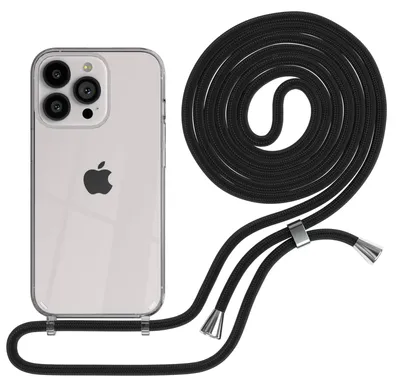Produktbild von EAZY CASE Handykette kompatibel mit Apple iPhone 13 Pro, Handyhülle mit Umhängeband, Handykordel, Schutzhülle Clear, Band in Schwarz