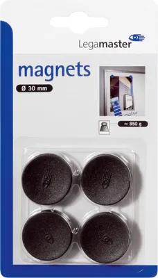 Image de Aimant adhésif 30 mm 4 pièces noir Paquet de 10 pièces