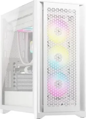 Image de Boîtier PC iCUE 5000D RGB Airflow, Moyen-Tour, 3 fans AF120 RGB ELITE, iCUE Lighting Node PRO, Blanc