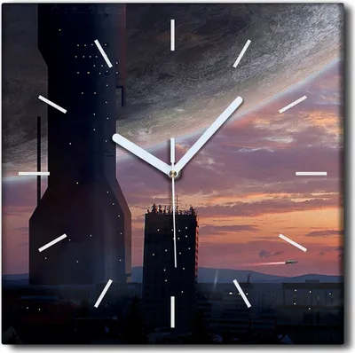 Produktbild von Coloray Uhr auf Leinwand 30x30 cm Wand Uhr Dekoration Wohnzimmer Segeltuch weiße Zeiger -Landschaftsplanet.