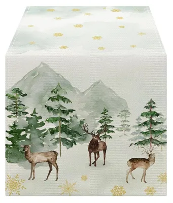 Obrázek produktu pro Běžící ubrus, Vánoce, vánoční jelen, 40x180 cm, vzhled lnu