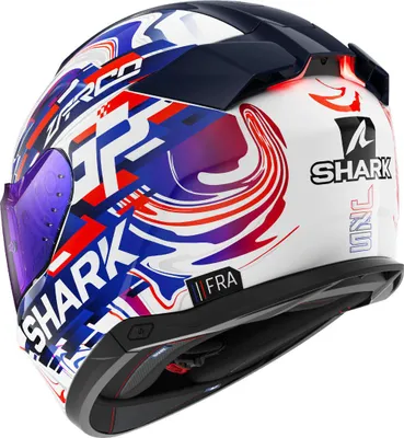 Rear view of a motorcycle helmet.