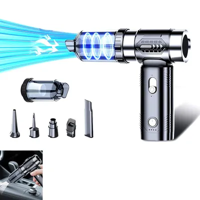 Produktbild von Auto-Staubsauger tragbar, kabelloser Handstaubsauger mit Staubfangbehälter, Gebläse- und Handpumpenfunktion, wiederaufladbar, 10.000 Pa