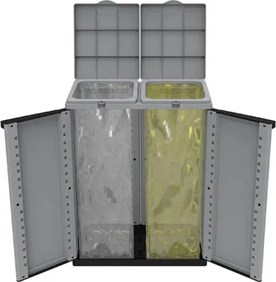 Zdjęcie produktu dla Pojemnik na odpady z recyklingu czarny/szary (68 x 39 x 88,7 cm)