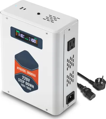 Immagine prodotto di Convertitore di tensione - Trasformatore step-down - Da 220-230V a 110-120V - Potenza 3000 VA - Due prese USA - Uscita USB - Display LCD - Protezione da temperatura/sovraccarico