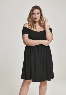 Zdjęcie produktu dla Urban Classics Ladies Smoked Off Shoulder Dress czarna - L