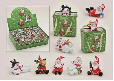 Produktbild von 24 Stück Weihnachtsfiguren Schneemann Elch Weihnachtsmann im Display