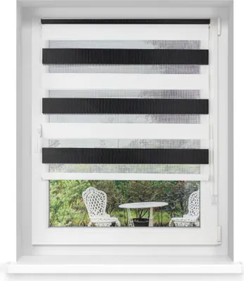 Produktbild von Doppelrollo Verdunkelungsrollo Fenster ohne Bohren Klemmfix 120x150cm schwarz/weiß VICTORIA M