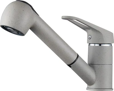 Produktbild von Auralum Granit Grau ausziehbare Küchenarmatur, Wasserhahn Küche 360° schwenkbar Spültischarmatur Hochdruck Armatur Einhebelmischer Mischbatterie für Spülbecken