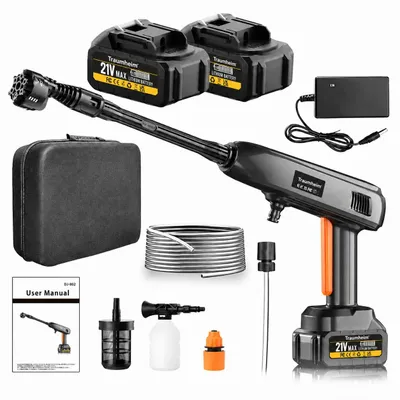 Produktbild von Akku Hochdruckreiniger, 21V Mobiler Druckreiniger mit 2x Akkus, 6-in-1 Düse, Tragbare Hochdruckreinigungsmaschine, Auto Waschanlage für Garten, Terras