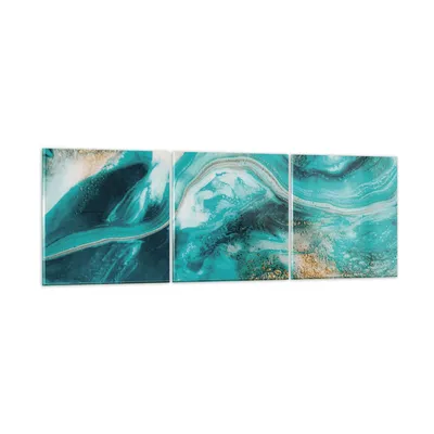 Produktbild von Bilder auf glas - 3 Teile - Wasser Meer Ozean - 90x30cm - Glasbilder - Wandbilder - Bilder - zum Aufhängen bereit - Wanddekoration aus Glas - Glas Bilder - Wandbild auf Glas - GCA90x30-5108