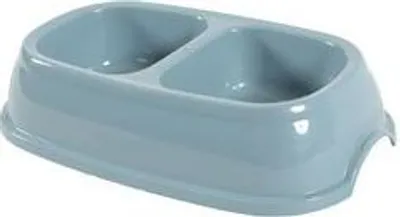 Immagine prodotto di Ciotola doppia in plastica antiscivolo per cani 2x0,4l blu Zolux