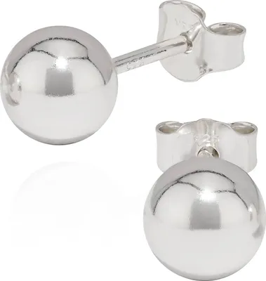 Produktbild von Paar Kugel Ohrstecker 925 Sterling Silber Kugelstecker 6mm 5308