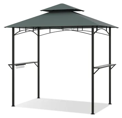 Produktbild von Grillpavillon mit Doppeldach und Ablagen, 240 x 151 cm, Grau