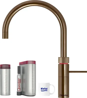 Produktbild von Quooker Wasserhahn Fusion Round Messing Patina & PRO3 & Sprudelwasser CUBE