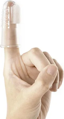 Produktbild von reer 79249 Finger-Zahnbürste Silikon 2 Stück, Baby-Zahnbürste aus Silikon, latexfrei, transparent 9 g