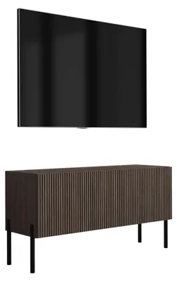 Productafbeelding van TV-kast van dunhout, met zwarte, rechte poten, 100 x 32 x 52 cm