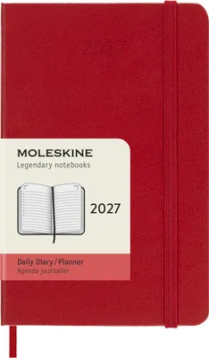Produktbild von Moleskine 12 Monate Tageskalender 2027, Pocket/A6, 1 Tag = 1 Seite, Fester Einband, Scharlachrot