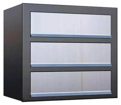 Produktbild von Wandbriefkasten Cube for Three in Anthrazit mit Edelstahlklappe