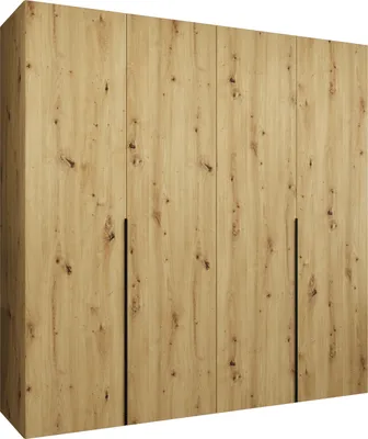 Produktbild von MEBLE KRYSPOL, Kleiderschrank, Schrank 200x202x52, Artisan Eiche, Griff Schwarz