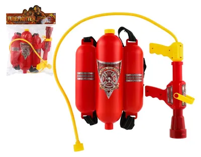 Image de Pistolet à eau de lutte contre l'incendie avec chargeur au dos plastique dans sac 34x48x7cm