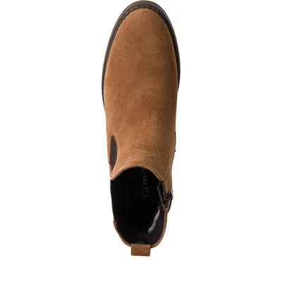 Produktbild von Tamaris Damen Stiefelette Leder Reißverschluss Chelsea Boot Blockabsatz 1-25007-43, Größe:37 EU, Farbe:Braun