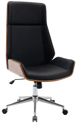 Immagine prodotto di Sedia da ufficio Breda - rivestita in ecopelle, struttura in legno noce - colore nero