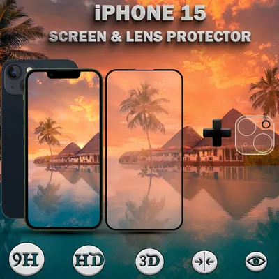 Obrázek produktu pro ochranný kryt displeje a objektivu iPhone 15 z tvrzeného skla 9H