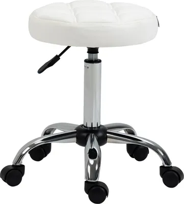 Immagine prodotto di okwish sgabello da lavoro regolabile in altezza con sedile girevole a 360°, sgabello rotante ergonomico con regolazione in altezza, per ufficio e salone, bianco
