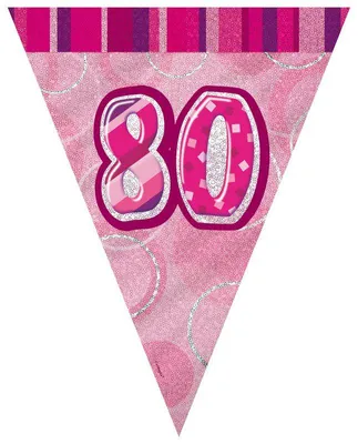 Produktbild von 80. Geburtstag | Wimpelkette pink