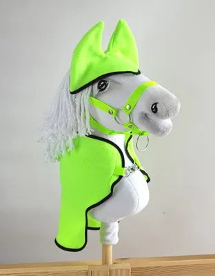 Produktbild von Hobby Horse A4 Set: Decke + Fliegenmützen - Neongrün