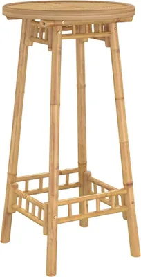 A standalone bamboo bar table against a white background.