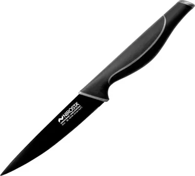 Produktbild von NIROSTA Spickmesser WAVE, Küchenmesser aus Edelstahl mit Soft-Touch Griff, handgeschärfte Klinge mit schwarzer Antihaftbeschichtung, Universal-Messer (Klingenlänge: ca. 12 cm)