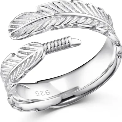 Produktbild von MATERIA by Matthias Wagner 925 Silber Ring Feder - Silber Damen Ring offen in Gr. 51 - 60 größenverstellbar + Box SR-90