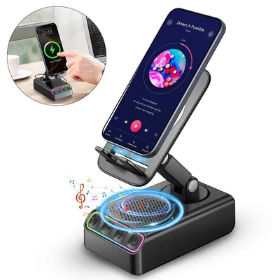 Produktbild von Handyständer mit Bluetooth-Lautsprecher – Automatischer Erkennungsmodus, Handy-Halter & Ladefunktion, ideales Geschenk