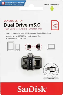 Immagine prodotto di SanDisk Ultra Dual - Unità flash USB - 64 GB - USB 3.0 / micro USB