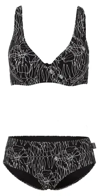 Produktbild von BECO the world of aquasports Bikini Flower Lines mit femininem Herzdekolleté schwarz 46 C