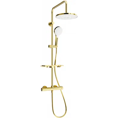 Obrázek produktu pro Mexen KT05 odkrytý sprchový set s dešťovou sprchovou hlavicí a termostatickou sprchovou baterií, Zlatá/ bílá - 771500593-50