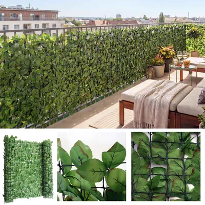 Obrázok produktu pre Balkónová zástena na ochranu súkromia T811, zástena na ochranu súkromia z bukového živého plotu, vetrolam na oplotenie terasy ~ 300x100 cm svetlý