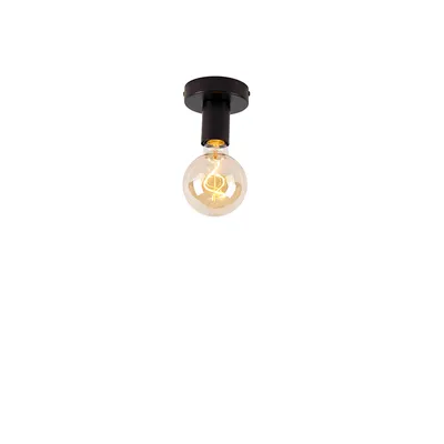Produktbild von QAZQA - Moderne Deckenleuchte I Deckenlampe I Lampe I Leuchte schwarz 9 cm - Facil I Wohnzimmer I Schlafzimmer - Stahl Rund - LED geeignet E27