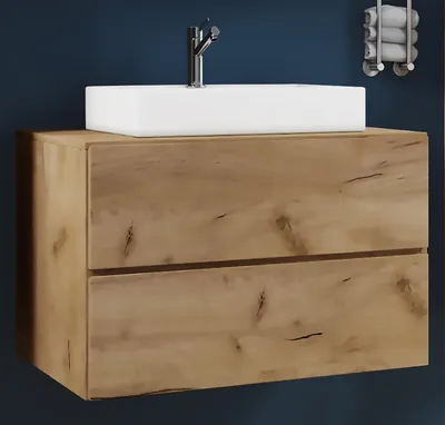 Produktbild von VCM 2-tlg. Waschplatz Waschtisch | Waschbecken Unterschrank Breite 80 cm | Badmöbel Set mit Schubladen | Lendas