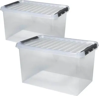 Produktbild von 2 Klarsichtboxen mit Clipdeckel, transparent, LxBxH 600x400x340 mm, 62 Liter, PP