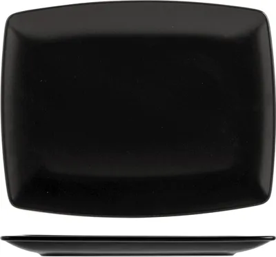 6er Set rechteckige Steinzeugteller, schwarz, 25x15 cm