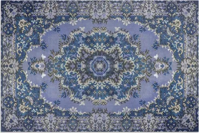 Imagen del producto de Medio Oriente. Alfombra de vinilo tradicional azul, 80x120 cm. Alfombra para exteriores, ideal para terrazas. Resistente a la intemperie. Diseño moderno