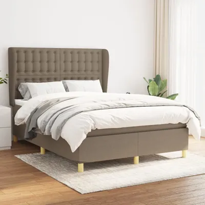 Produktbild von The Living Store Boxspringbett mit Matratze Taupe 140x190 cm Stoff